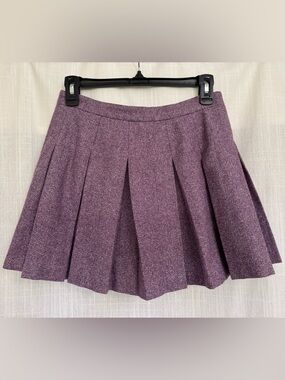 Amanda Uprichard Dixon Tweed Pleated Skort in Purple Size Small